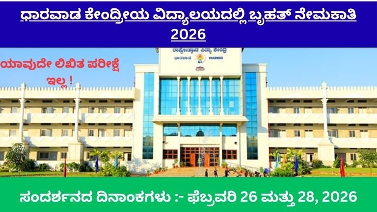KVS Dharwad Walk-in Interview 2026,