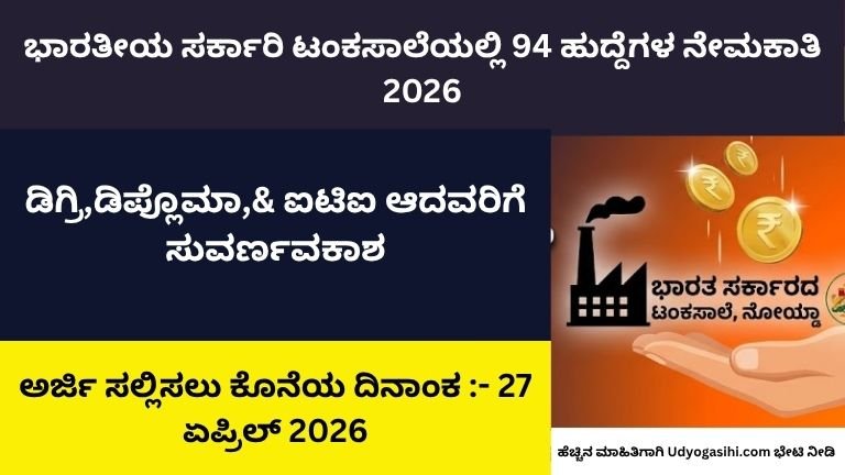 Indian Government Mint Recruitment 2026 for 94 Posts