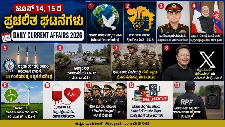 ಜೂನ್ 14, 15  ರ ಪ್ರಚಲಿತ ಘಟನೆಗಳು 2026 : Daily Current Affairs 2026